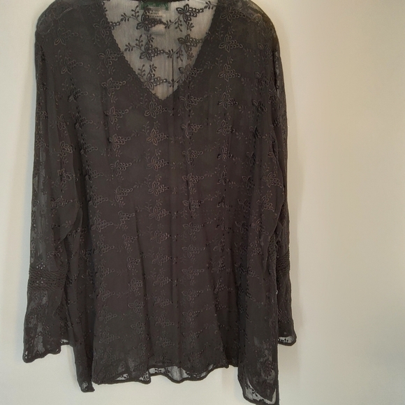 ULLA POPKEN EMBROIDERED SEQUINED SEMI SHEER BLOUSE 16/18 - Picture 8 of 9
